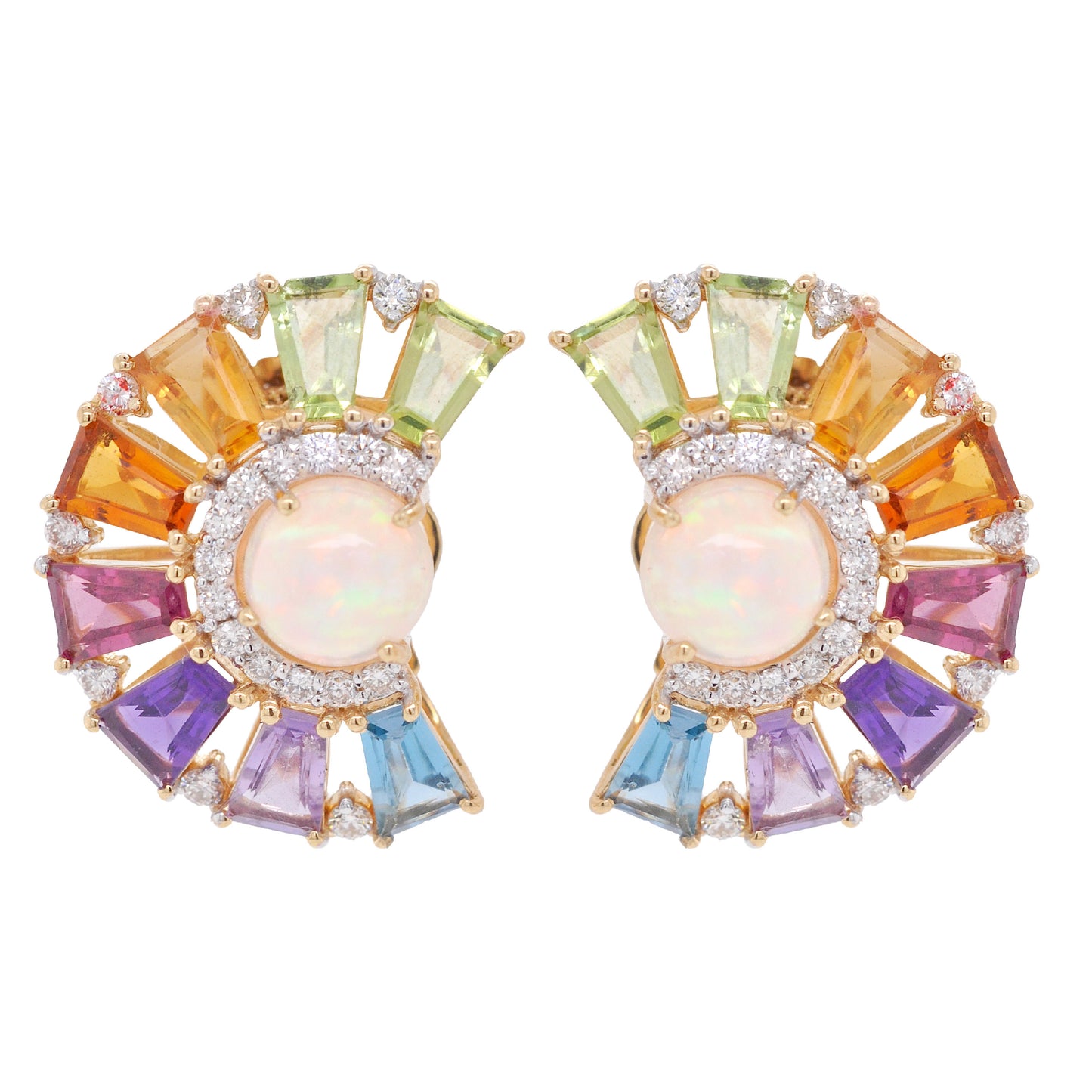 Lustrous Gold Rainbow Ferris Wheel Diamond Earrings