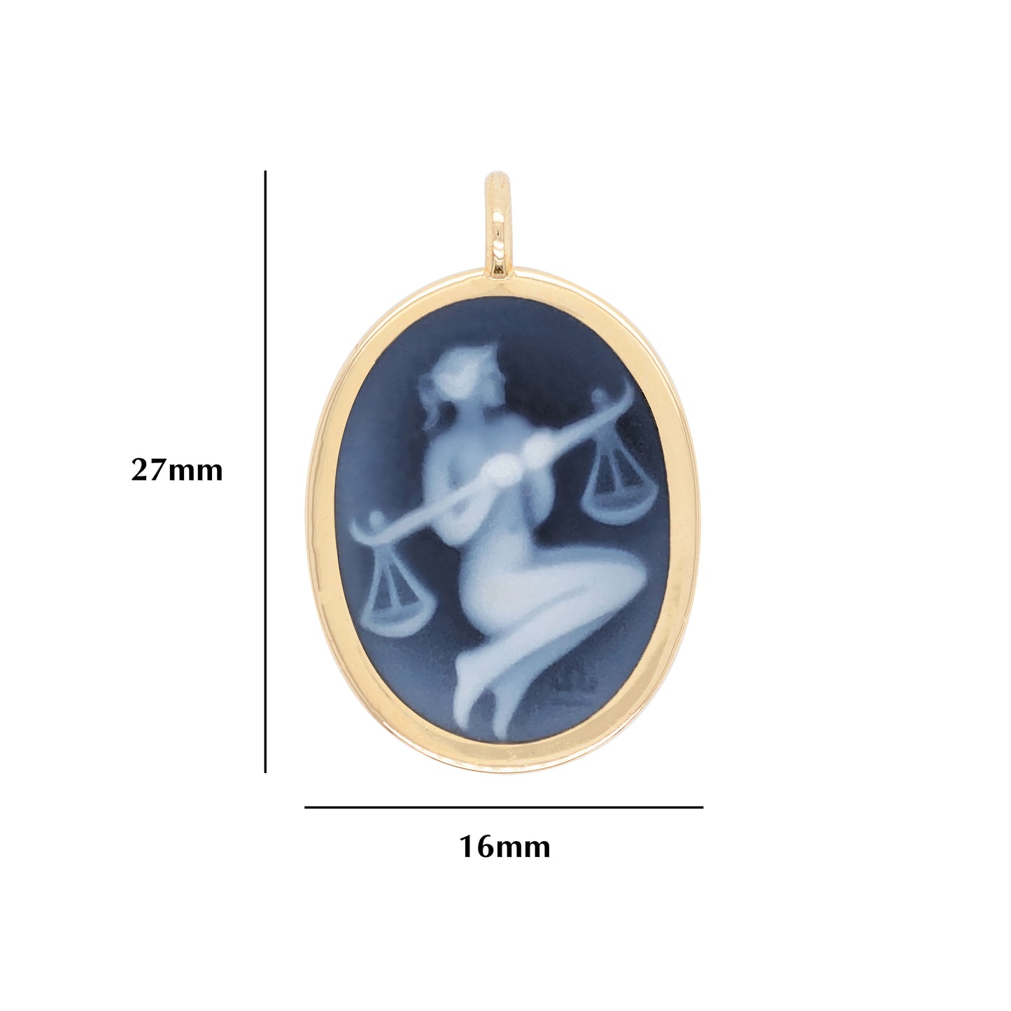 Pendentif réversible du zodiaque sculpté Balance Cameo 14K