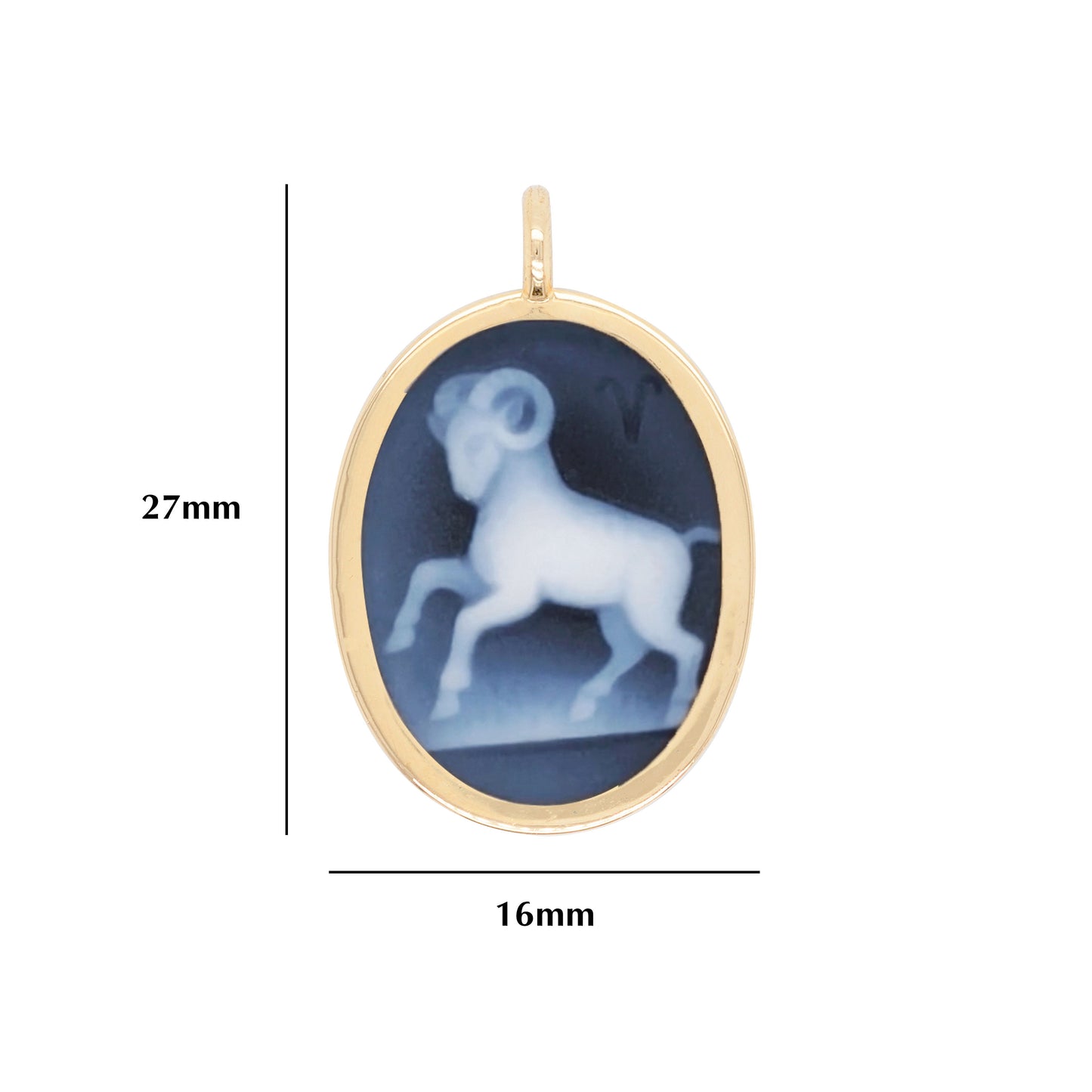 14K Aries Cameo Carving Zodiac Reversible Pendant