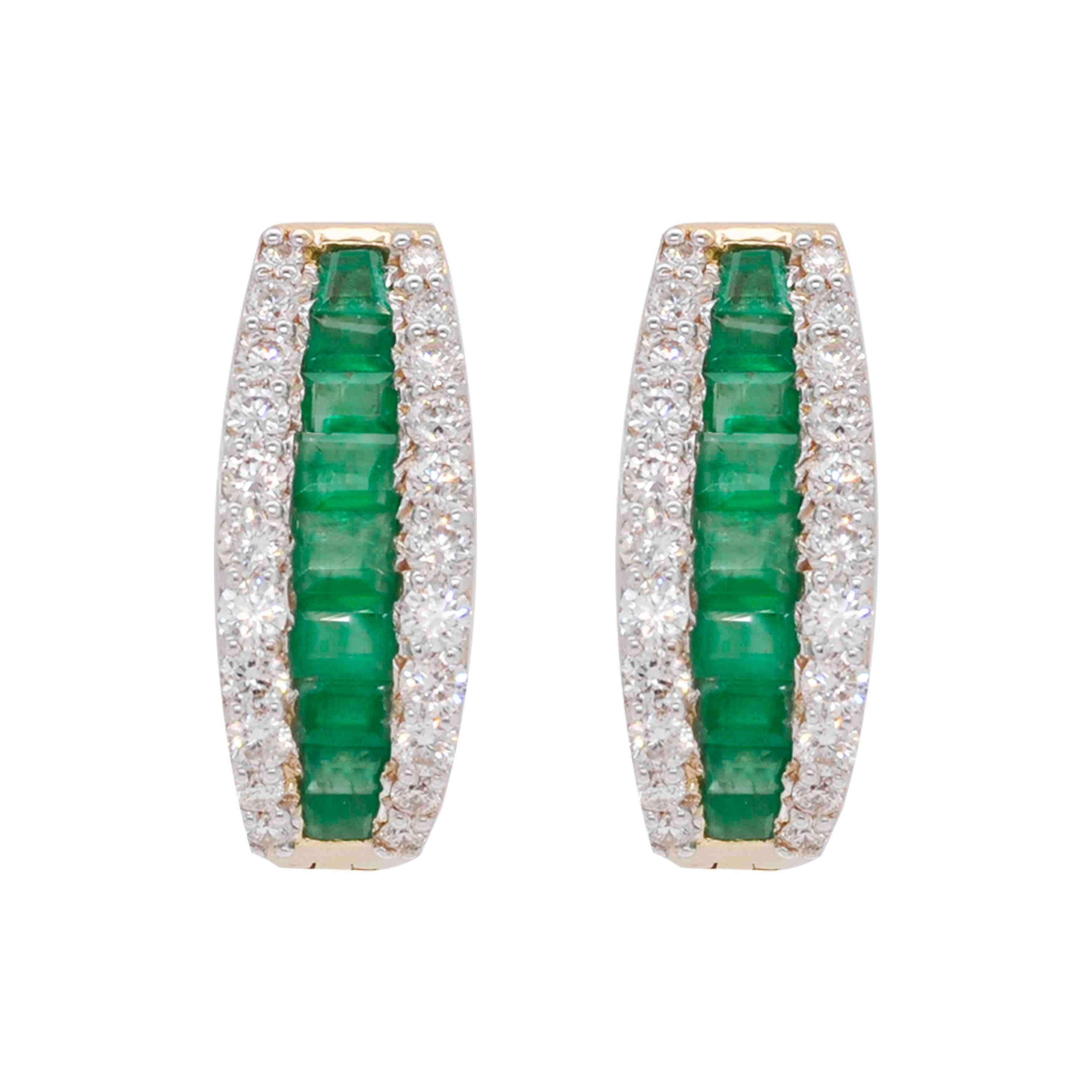 Emerald hot sale baguette earrings