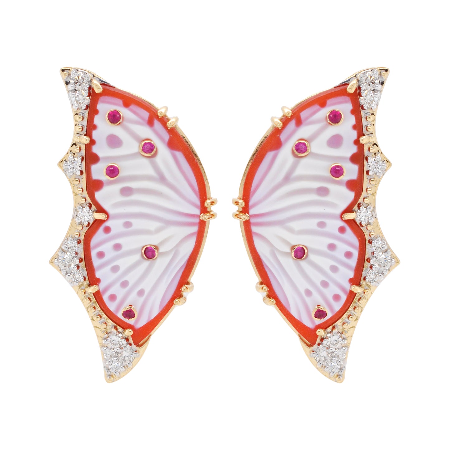 red butterfly agate studs 