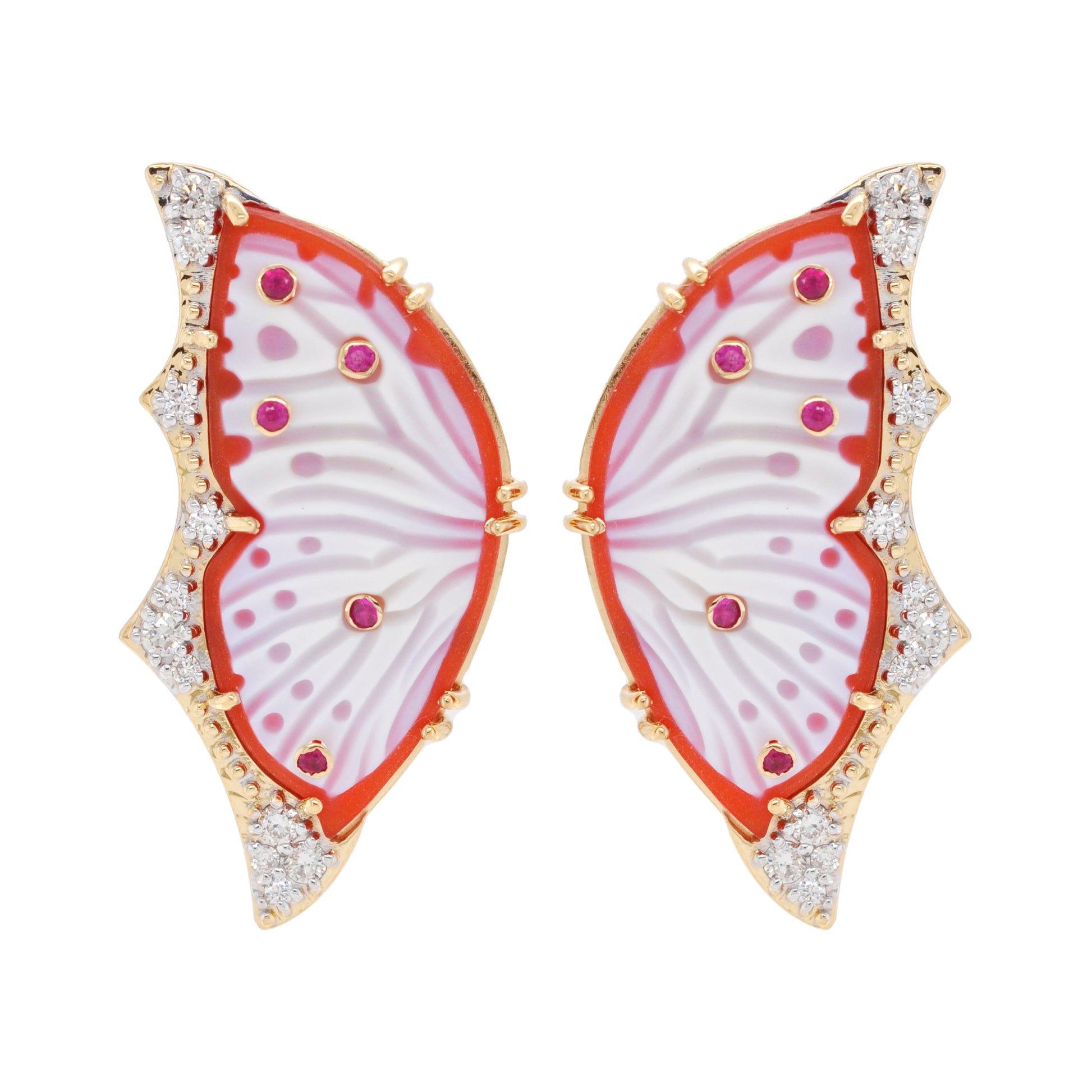 red butterfly agate studs 