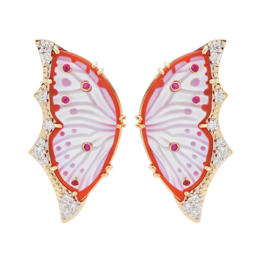 red butterfly agate studs 