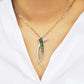 18K Gold Gradient Green Tourmaline Baguette Diamond Pendant Brooch