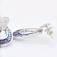 18K White Gold Aquamarine Iolite Topaz Diamond Doorknocker Earrings