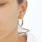 18K Gold Prong-Set Octagon Rainbow Hoop Earrings