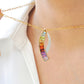 Rainbow Baguette Gemstones Diamond Sword Pendant Brooch