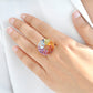 Multicolor Rainbow Double Layer Circle Prong Ring