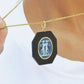 Gemini Zodiac Agate Cameo Black Onyx Pendant Necklace