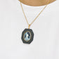 Aquarius Zodiac Agate Cameo Black Onyx Pendant Necklace