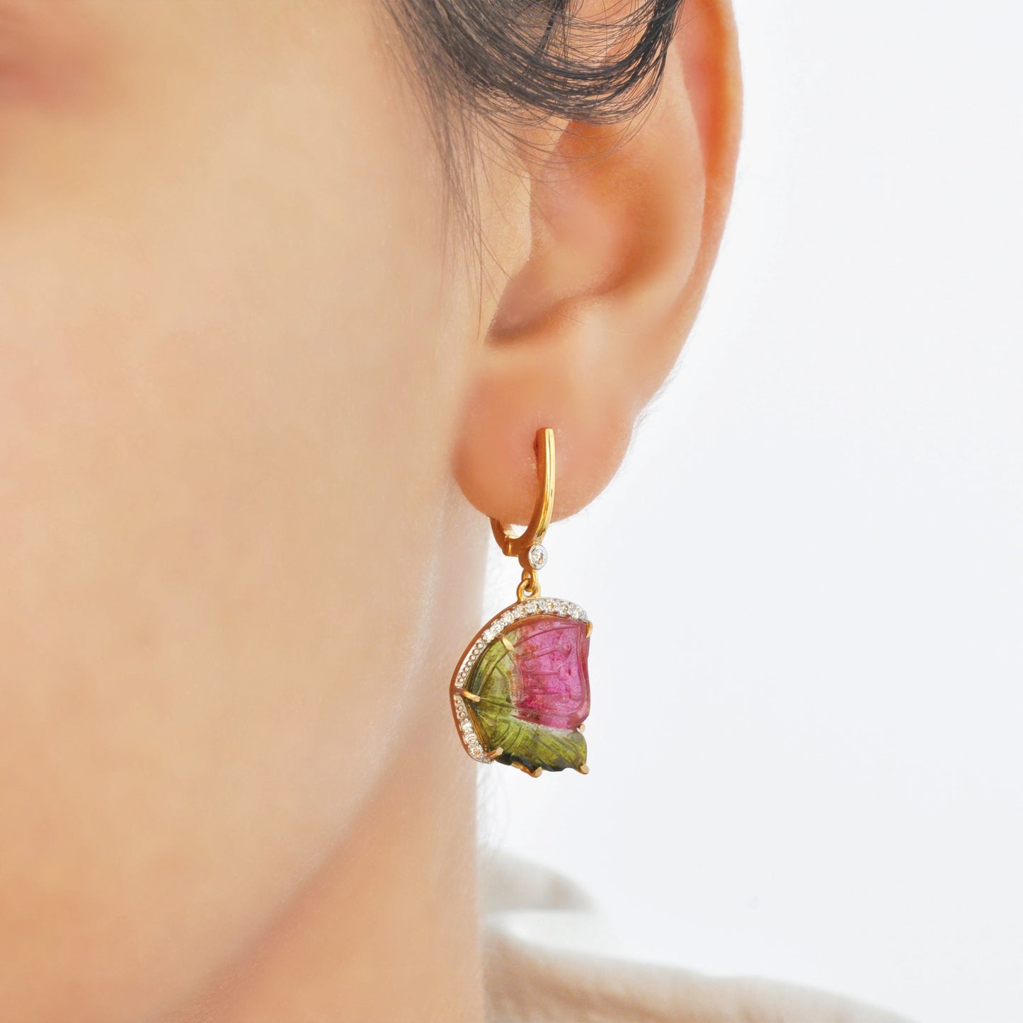 Watermelon Tourmaline Butterfly Earrings