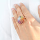 Multicolor Rainbow Double Layer Circle Prong Ring