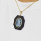 Gemini Zodiac Agate Cameo Black Onyx Pendant Necklace