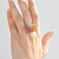 Multicolor Rainbow Double Layer Circle Prong Ring