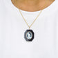 Aquarius Zodiac Agate Cameo Black Onyx Pendant Necklace