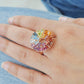 Multicolor Rainbow Double Layer Circle Prong Ring