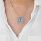 18K Gold Hand-Carved Agate Butterfly Pendant Necklace