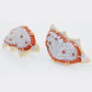 18K Gold Hand-Carved Red Agate Ruby Butterfly Diamond Stud Earrings