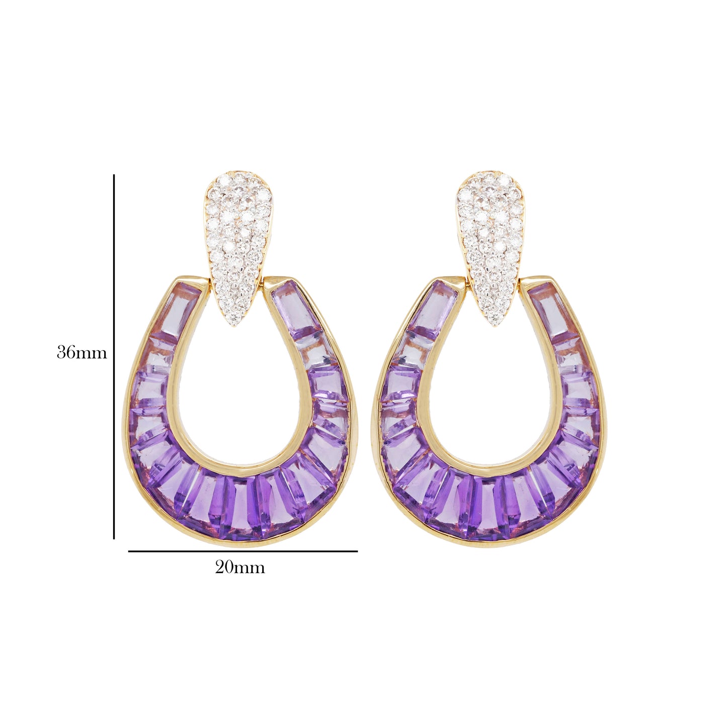 18K Gold Amethyst Diamond Doorknocker Set