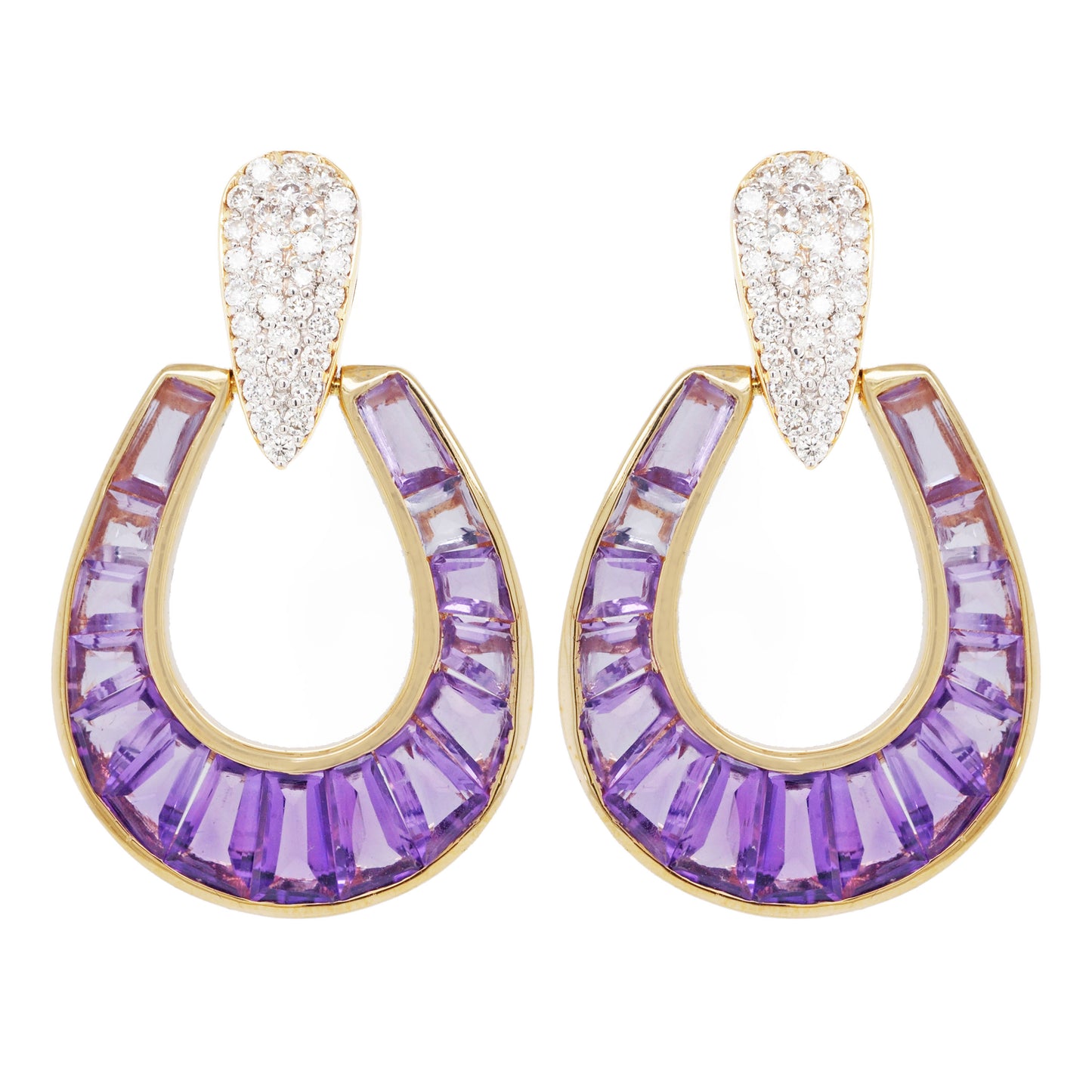 18K Gold Amethyst Diamond Doorknocker Set