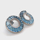 White Gold Blue Topaz Curve Diamond Stud Earrings