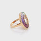 18K Gold Rainbow Gemstone Diamond Circle Ring