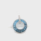 Radiant Gold Blue Topaz Diamond Circle Pendant