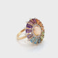 Lustrous Gold Rainbow Ferris Wheel Opal Diamond Ring