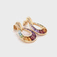 18K Gold Rainbow Baguette Gemstones Doorknocker Earrings