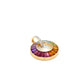 Classic Gold Rainbow Gemstones Diamond Circle Pendant Necklace