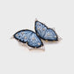 18K Gold Hand-Carved Agate Butterfly Diamond Stud Earrings