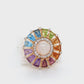 Lustrous Gold Rainbow Ferris Wheel Opal Diamond Circle Pendant Necklace