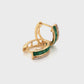 18K Gold Emerald Channel-set Diamond Hoop Earrings