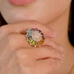 18K Gold Rainbow Ferris Wheel Opal Diamond Ring