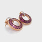 Gold Finish Rhodolite Diamond Circle Earrings