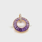 Fine Gold Amethyst Diamond Circle Pendant Necklace