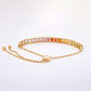 18K Gold Rainbow Gemstones Tennis Bolo Bracelet