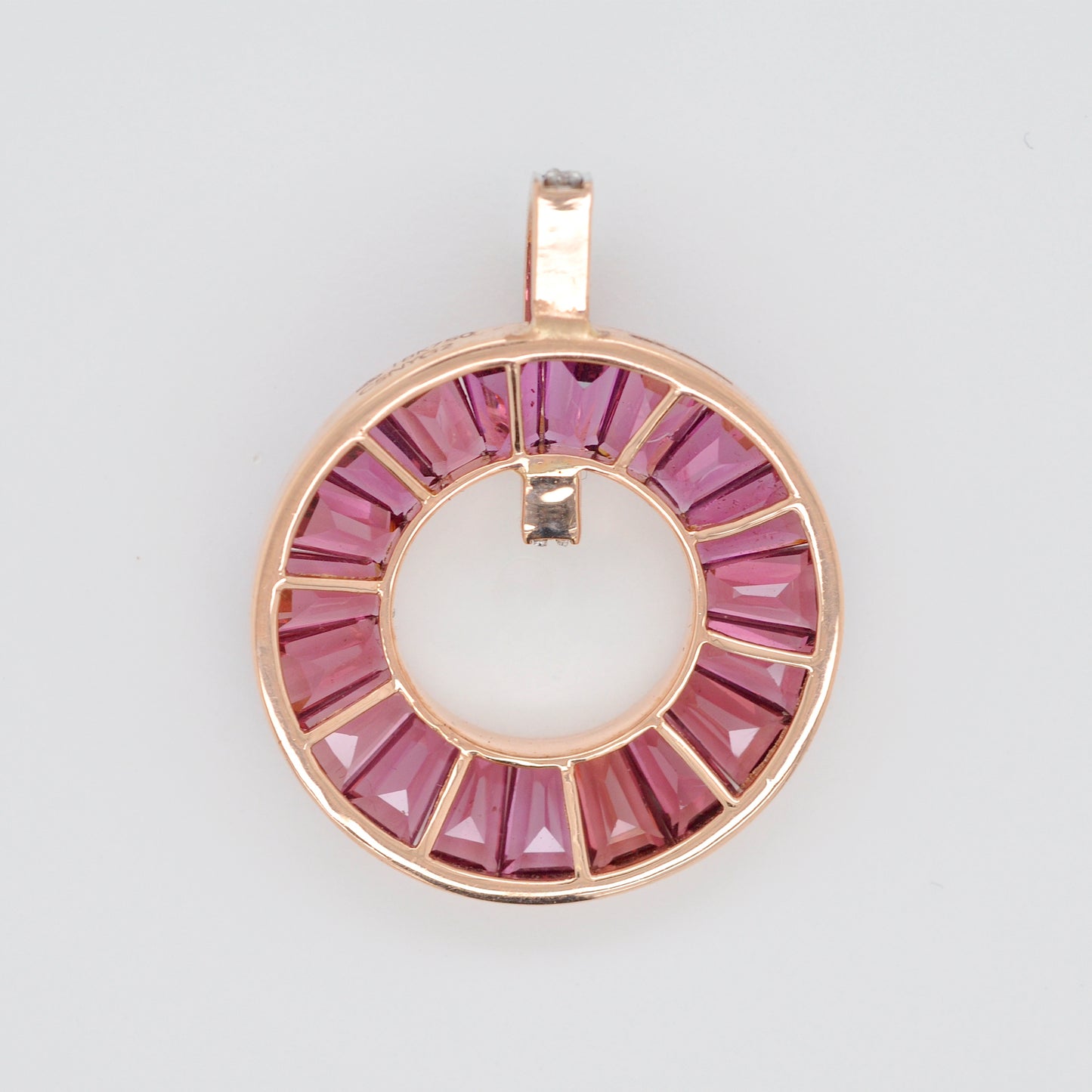 Gold Finish Rhodolite Diamond Circle Pendant Necklace