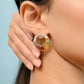 18K Gold Cleopatra Channel-Set Rainbow Gemstones Stud Earrings