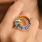 18K Gold Rainbow Baguette Gemstones Diamond Circle Ring